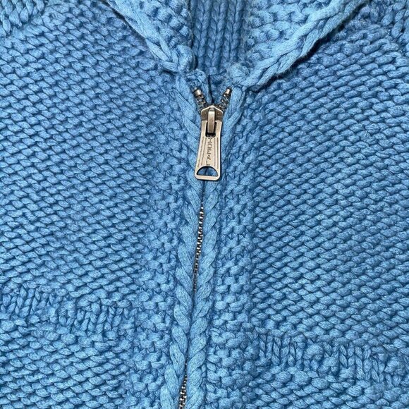J Crew Mens Sweater Size Medium Blue Nautical Anchor Cowichan Full Zip Pockets - Picture 3 of 8